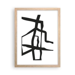 Poster in light oak frame - Black and White Construction - 30x40 cm