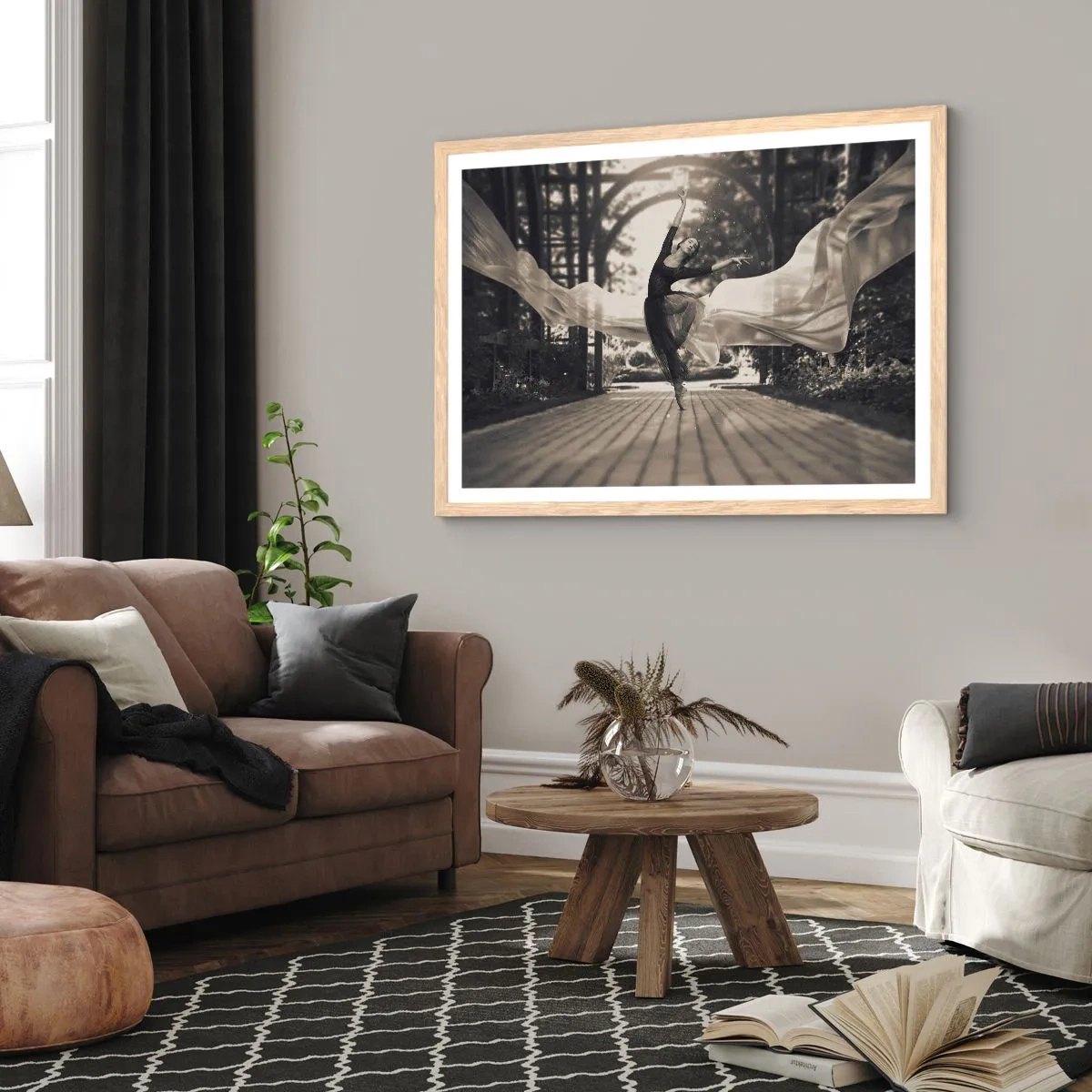 Poster in light oak frame - Dance of the Garden Spirit - 40x30 cm
