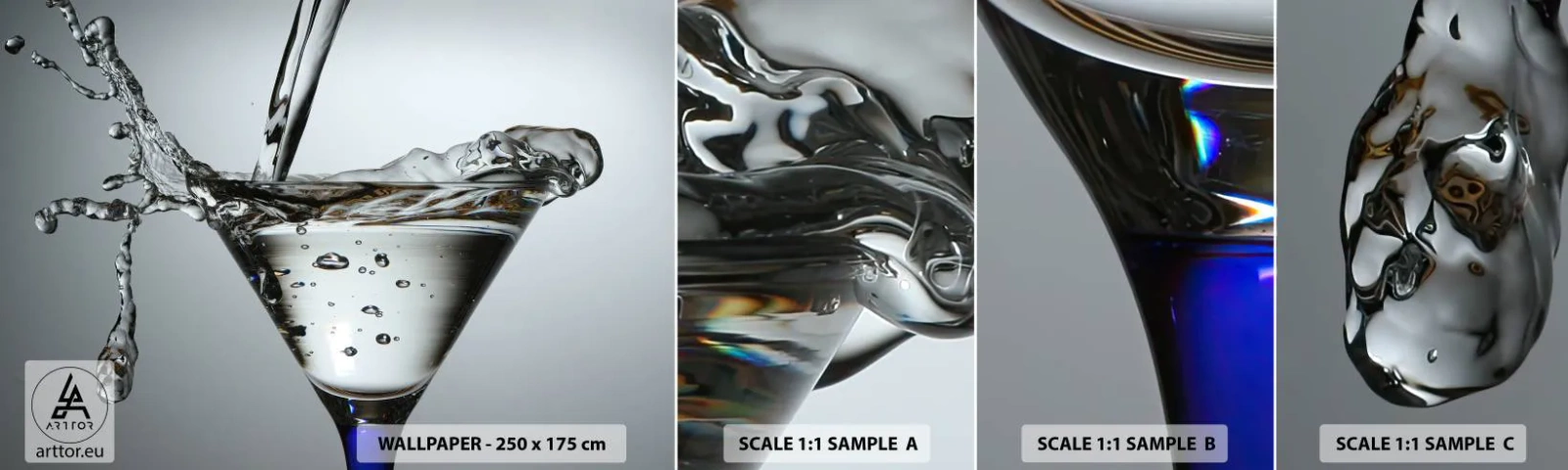 Photo Wallpaper Sample Self-Adhesive Deluxe Sticker - On the Brim of a Glass - Glass, Drink, Gastronomy - 100x30 cm