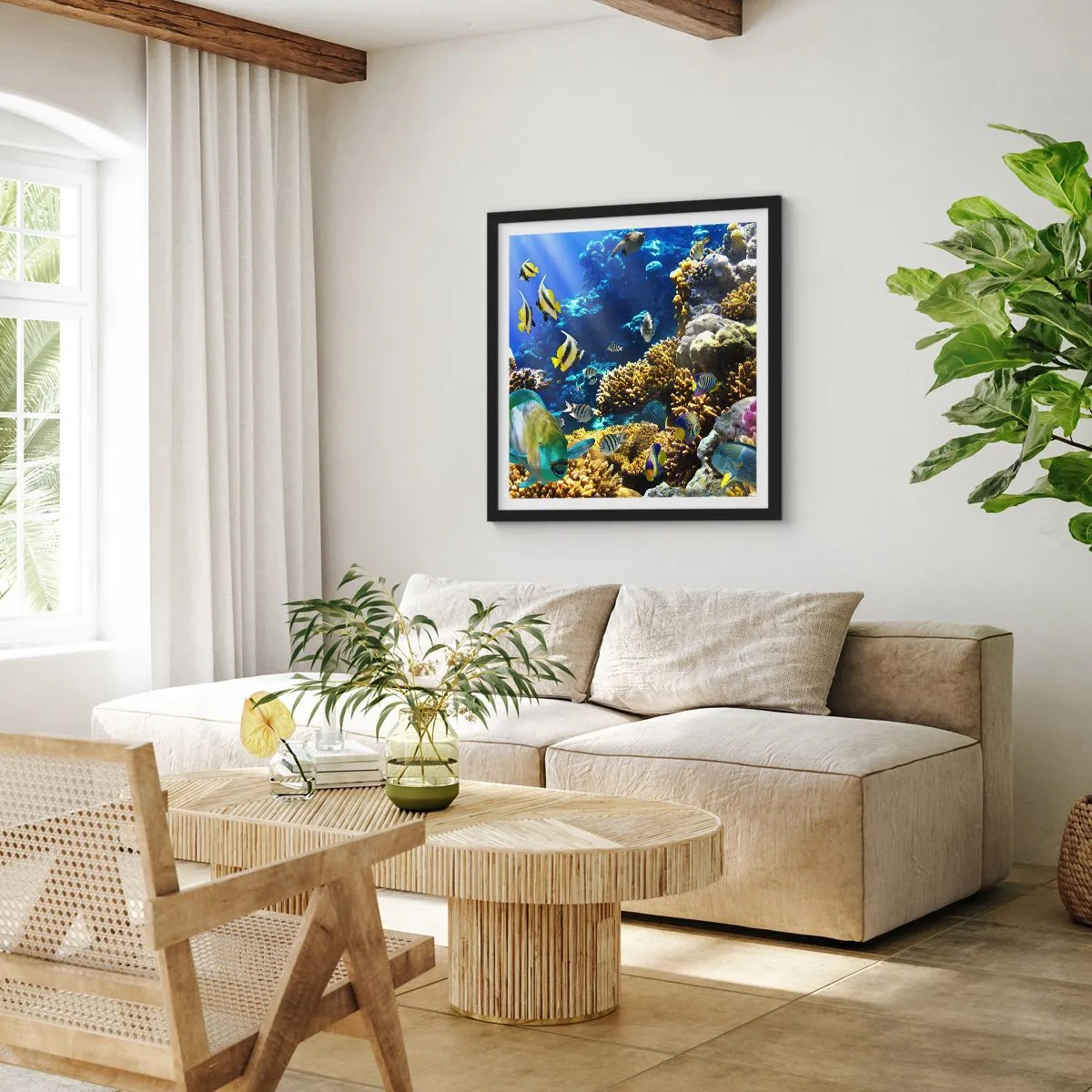 Poster in black frame - Big Traffic to Holiday Destination - 40x40 cm