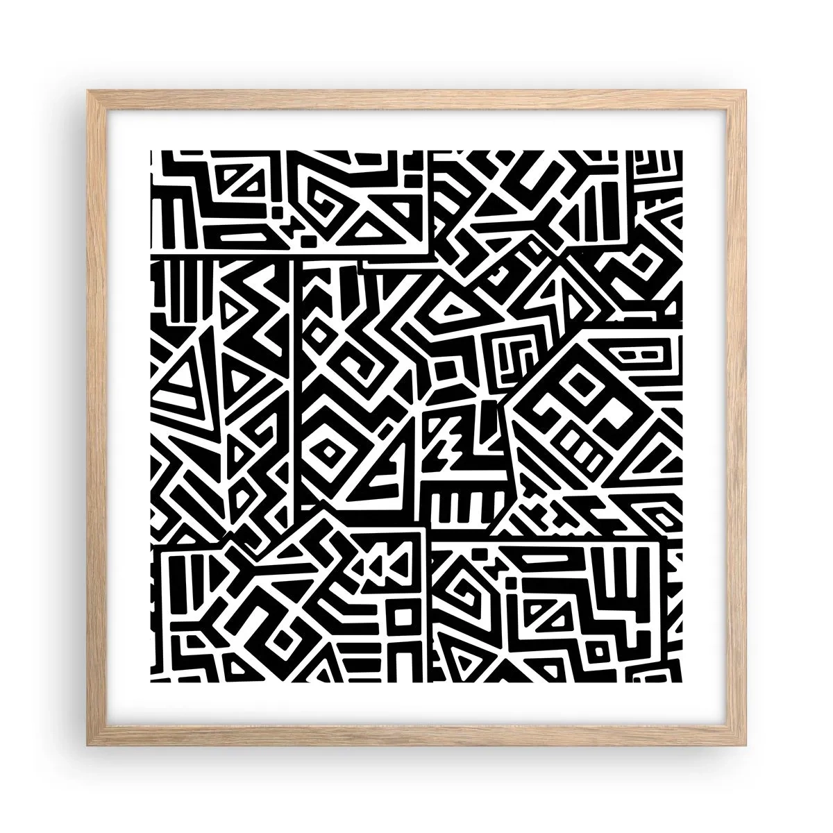 Poster in light oak frame - Precolumbian Composition - 50x50 cm