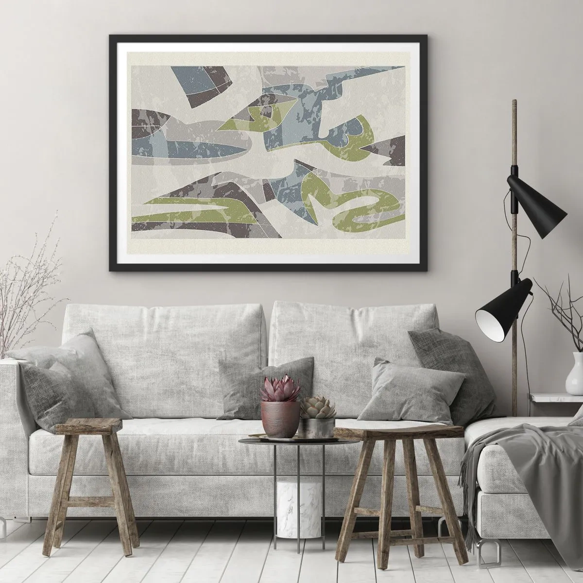 Poster in black frame - Composition with Window Pane - 70x50 cm