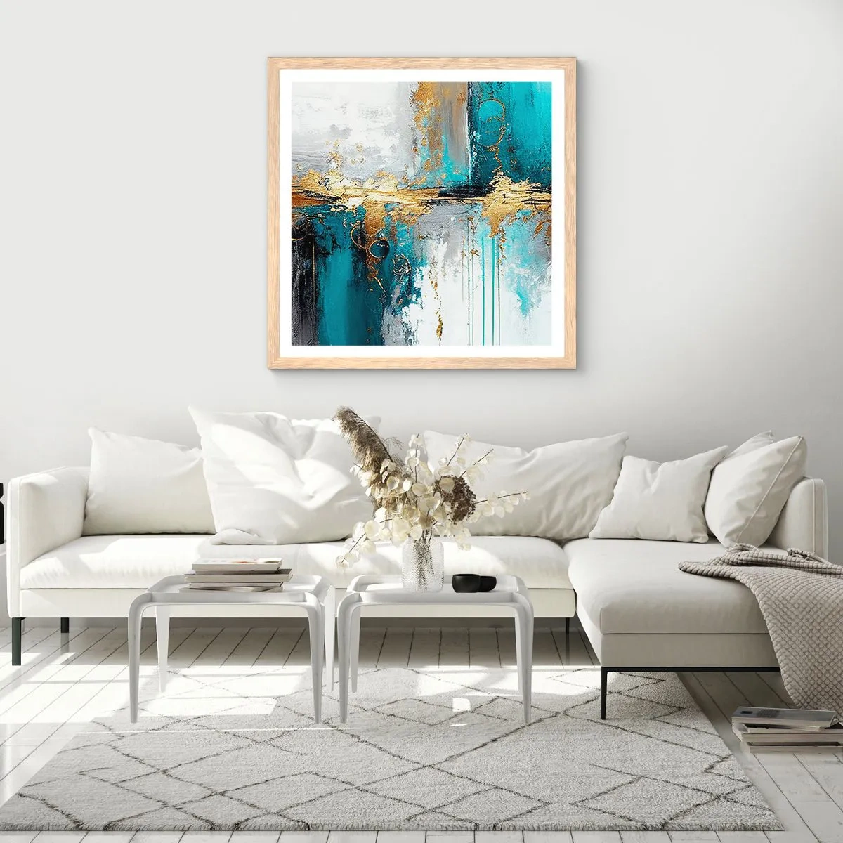 Poster in light oak frame - Everything Flows - 50x50 cm