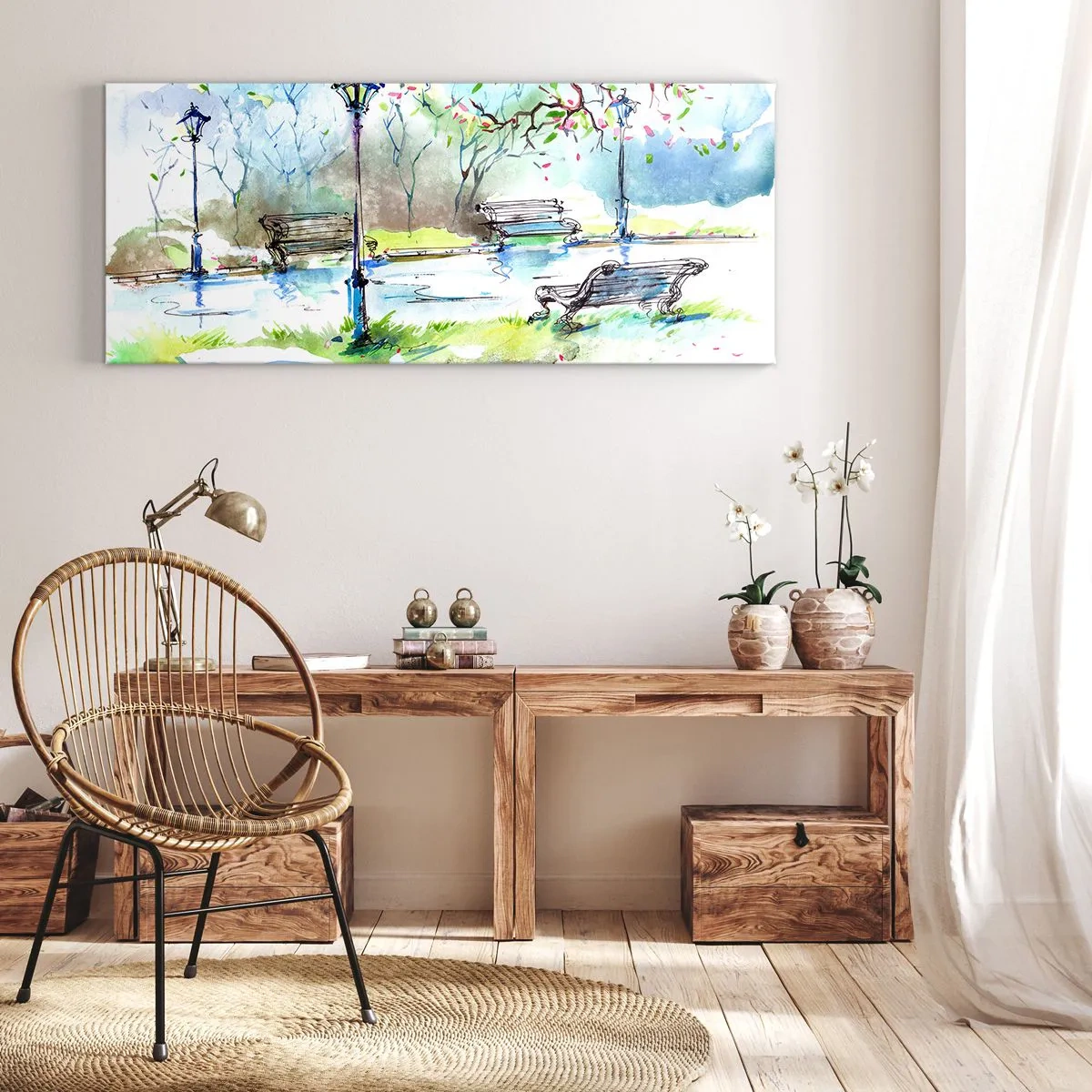 Canvas picture - Charm of Park Silence - 160x50 cm