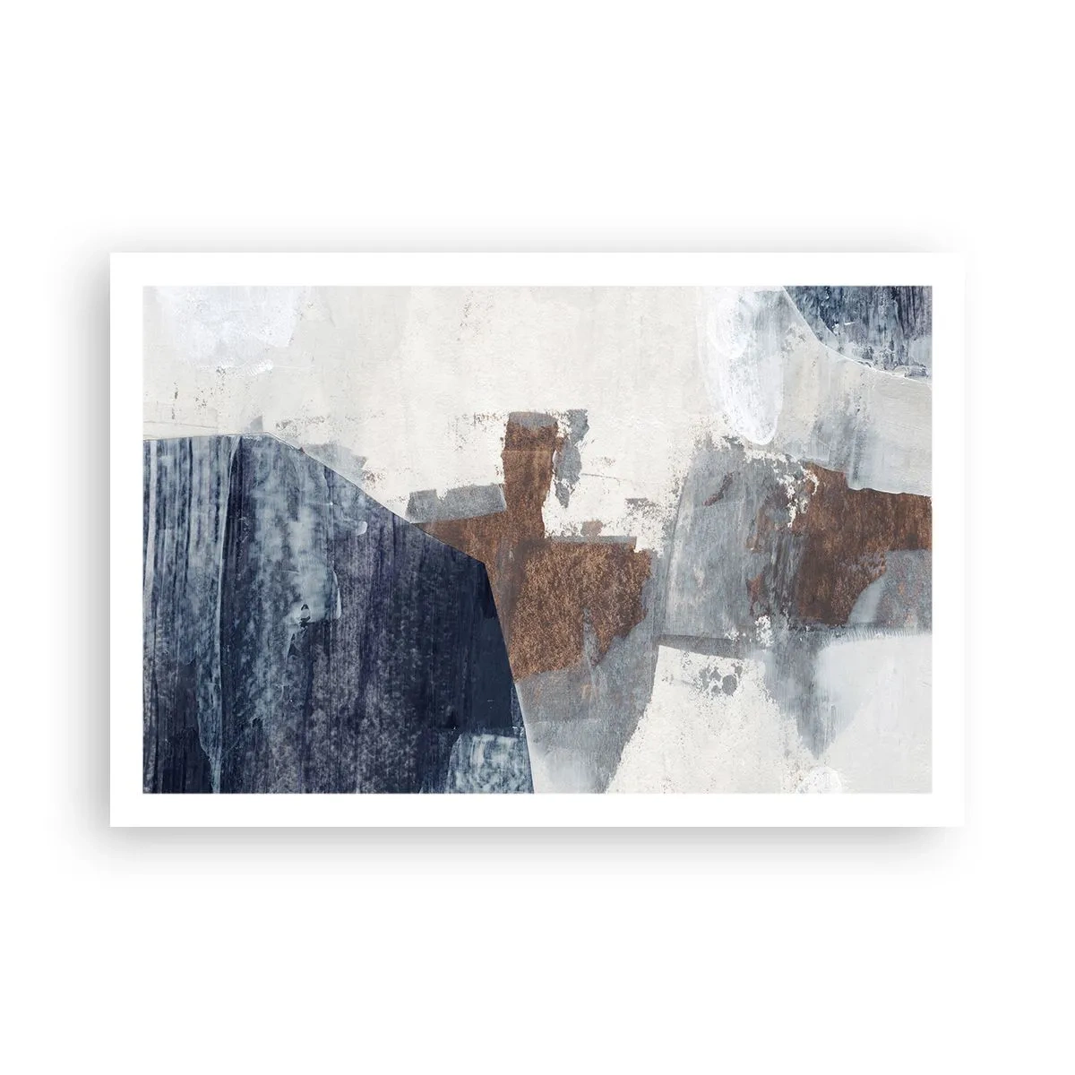 Poster - Blue and Brown Shapes - 91x61 cm