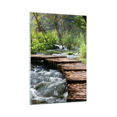 Glass picture - By the Foamy Cascade - 80x120 cm