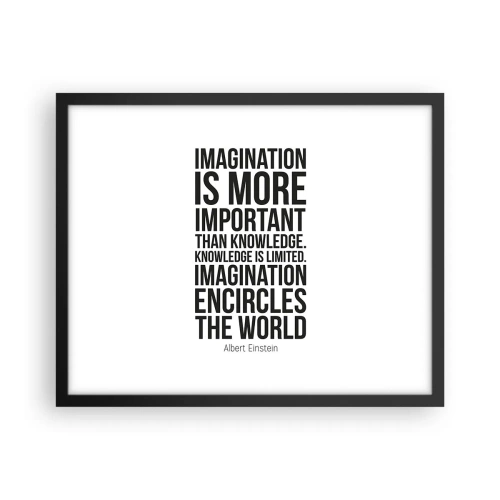 Poster in black frame - Einstein about Power of Imagination - 50x40 cm