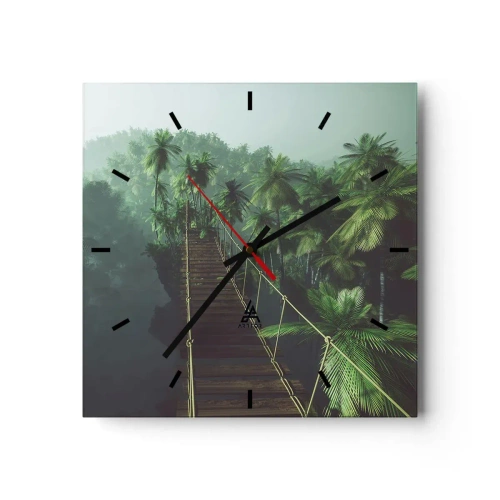 Wall clock - Clock on glass - Hanging Bridge in the Green - 30x30 cm