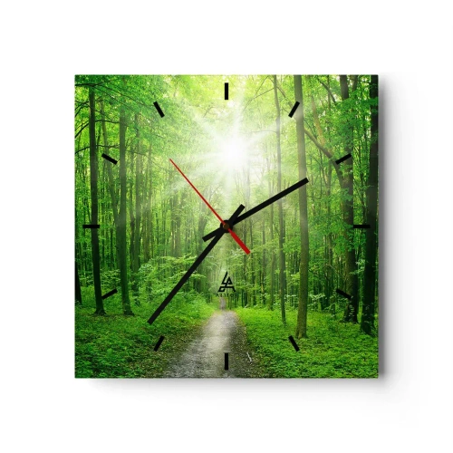 Wall clock - Clock on glass - Green Cathedral - 40x40 cm
