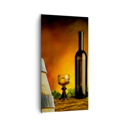 Canvas picture - Still Life with a Bottle of Wine and a Bunch of Grapes - 65x120 cm