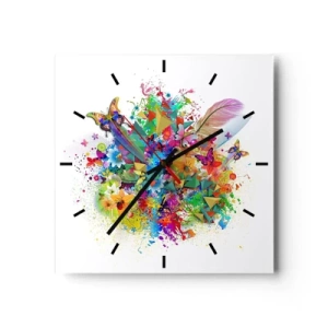 Wall clock - Clock on glass - Bunch of Joy - 30x30 cm