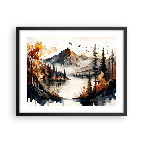 Poster in black frame - Golden Autumn in the Mountains - 50x40 cm