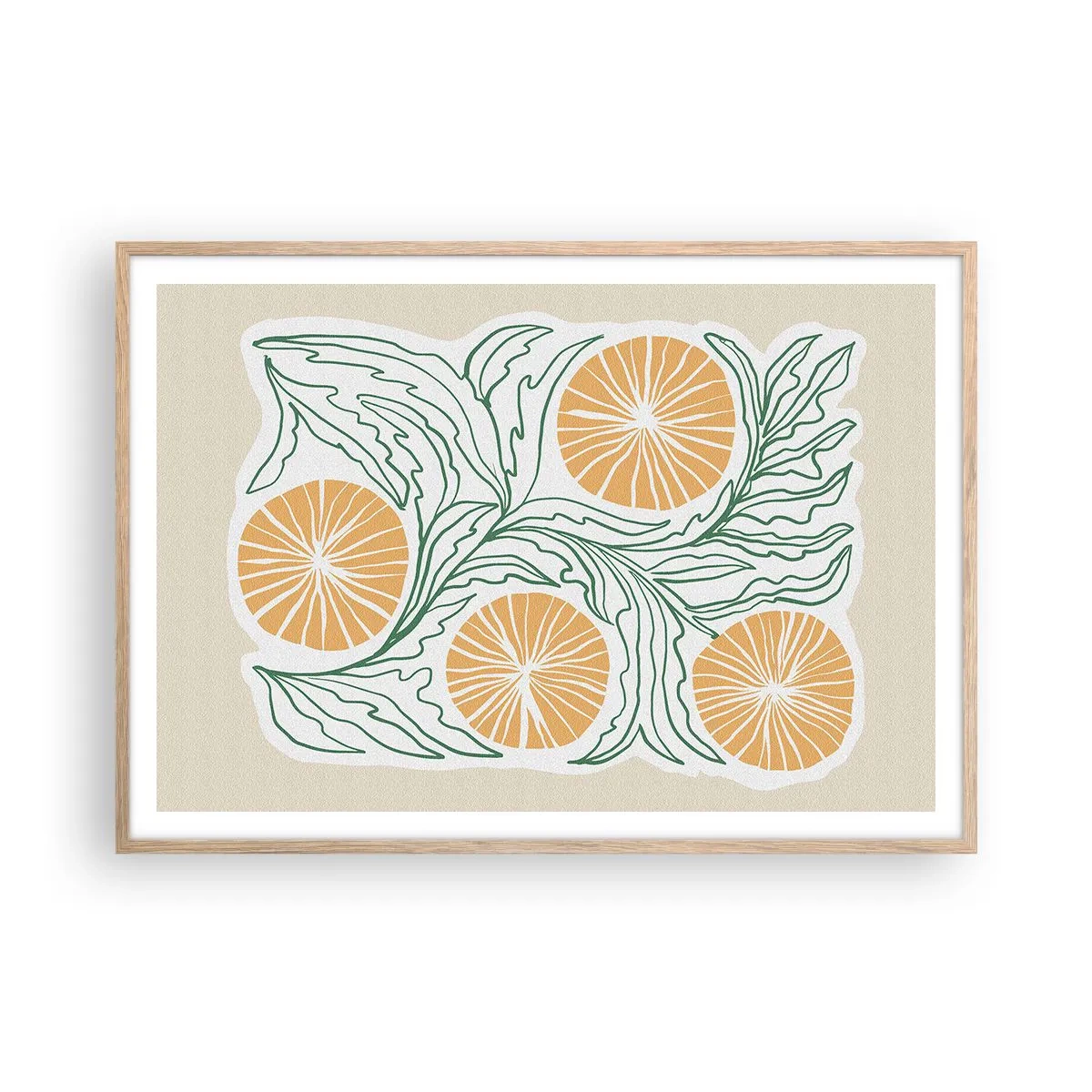 Poster in light oak frame - Ethnic with an Abstract Note - 100x70 cm