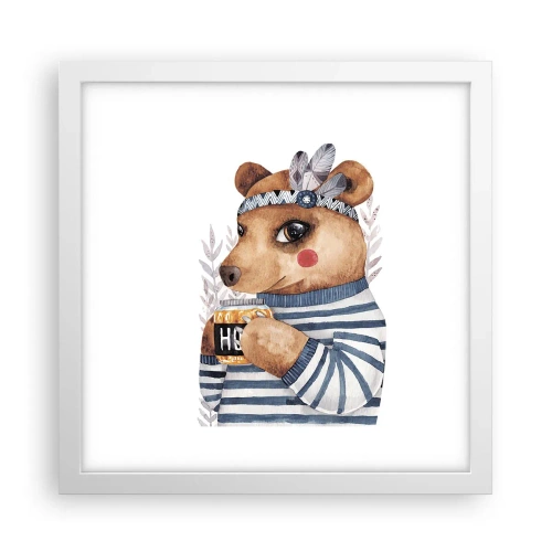 Poster in white frmae - Sweet Lady Bear - 30x30 cm
