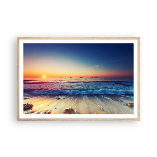 Poster in light oak frame - What Is behind the Horizon? - 91x61 cm