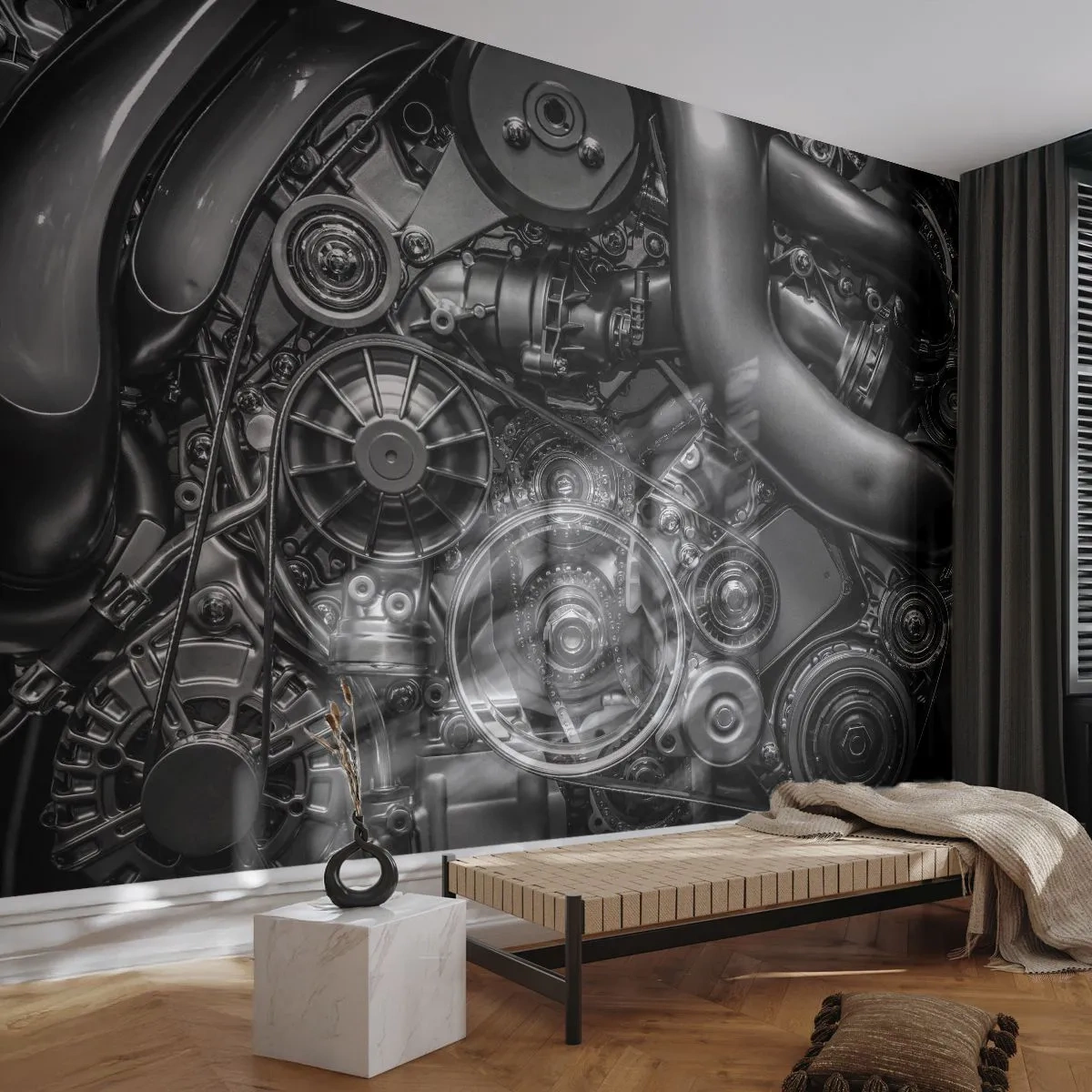 Photo Wallpaper Standard Eco - Poetry of Mechanics - Engine, Mechanic, Metal - 400x280 cm