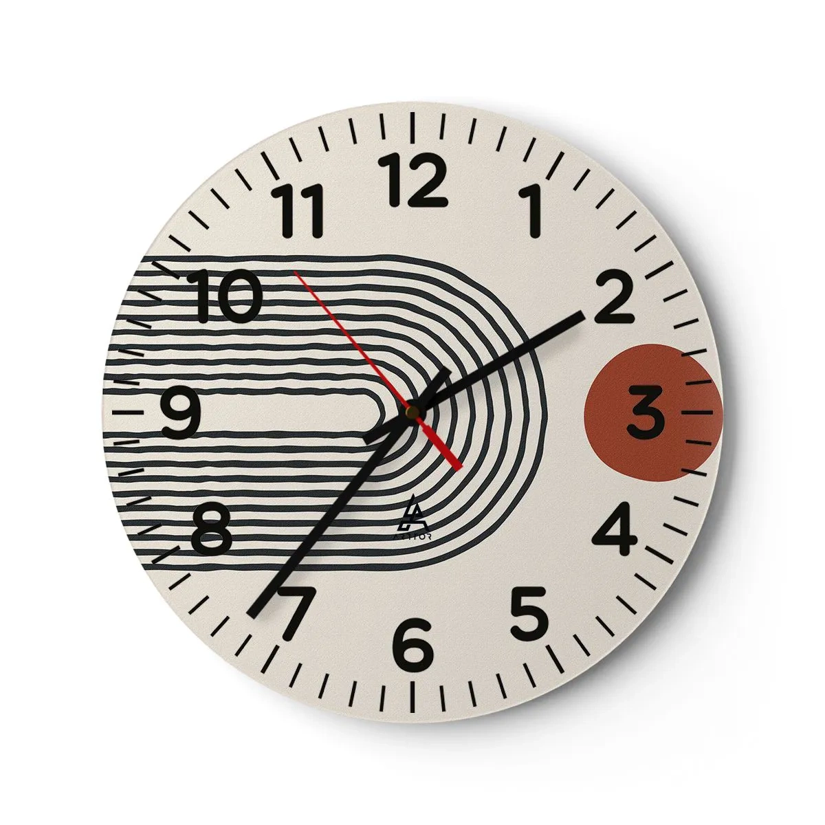 Wall clock - Clock on glass - Magnetism of Shapes and Colours - 30x30 cm