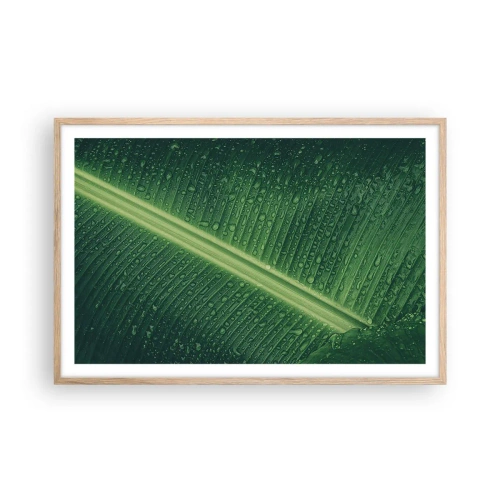 Poster in light oak frame - Structure of Green - 91x61 cm