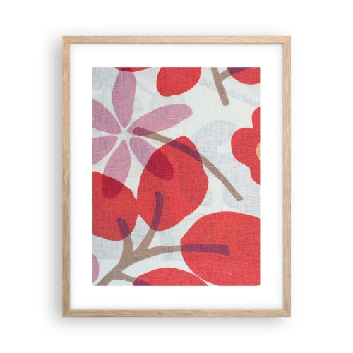 Poster in light oak frame - Flower Composition in Pink - 40x50 cm