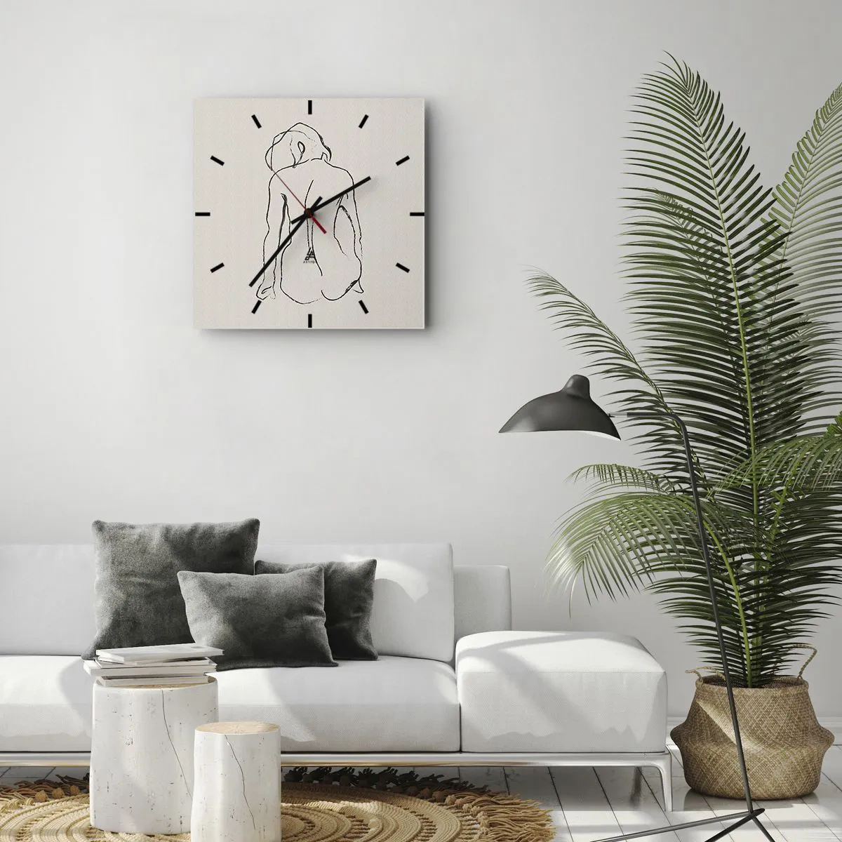 Wall clock - Clock on glass - Woman Nude - 40x40 cm