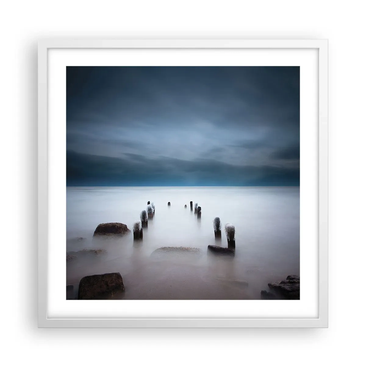 Poster in white frmae - Pensive Lake - 50x50 cm
