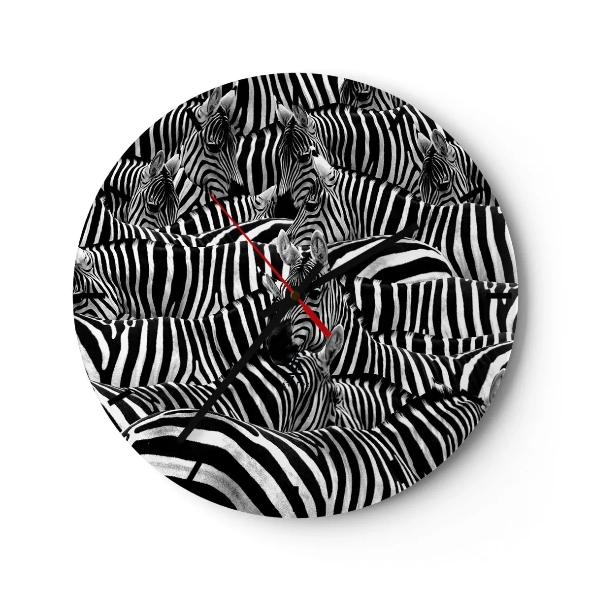 Wall clock - Clock on glass - Striped Group Portrait - 40x40 cm