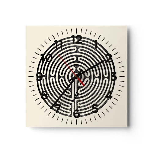 Wall clock - Clock on glass - Mysterious Order - 40x40 cm