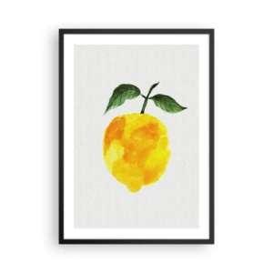 Poster in black frame - Watercolor illustration of a lemon with leaves on a light background - 50x70cm - How to Get the Taste of the Sun - Modern wall decoration for the living room and bedroom ARTTOR