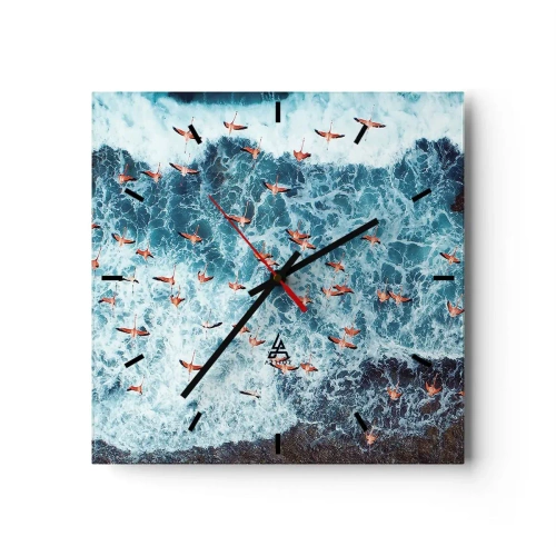 Wall clock - Clock on glass - Seaside Parade - 30x30 cm