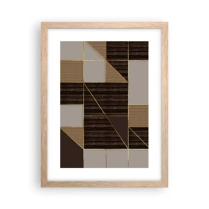 Poster in light oak frame - Mosaic of Brown and Gold - 30x40 cm