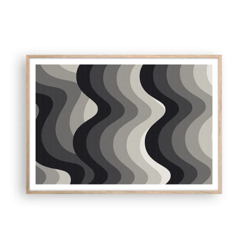 Poster in light oak frame - Wave after Wave - 100x70 cm