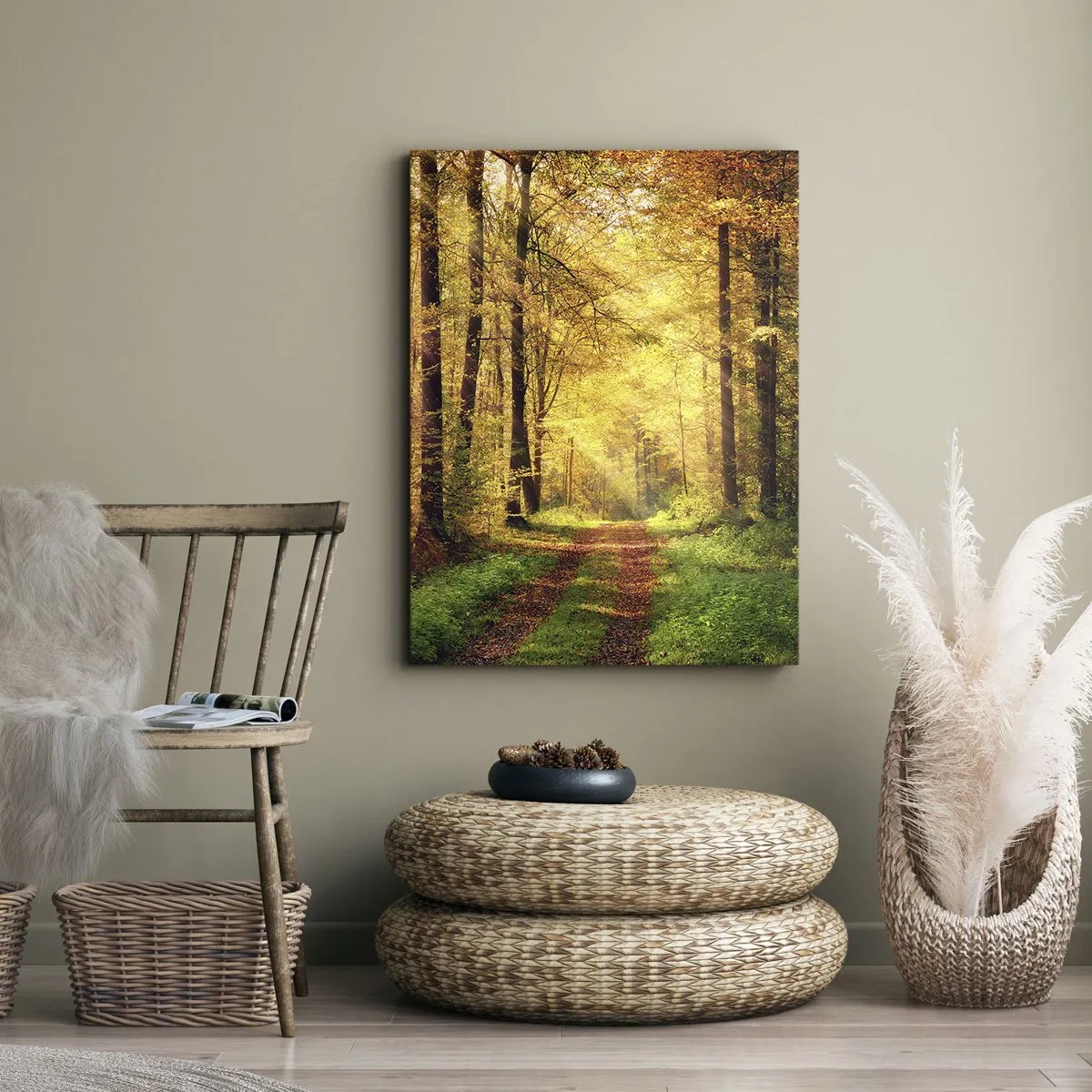 Canvas picture - Forest Golden silence - 70x100 cm