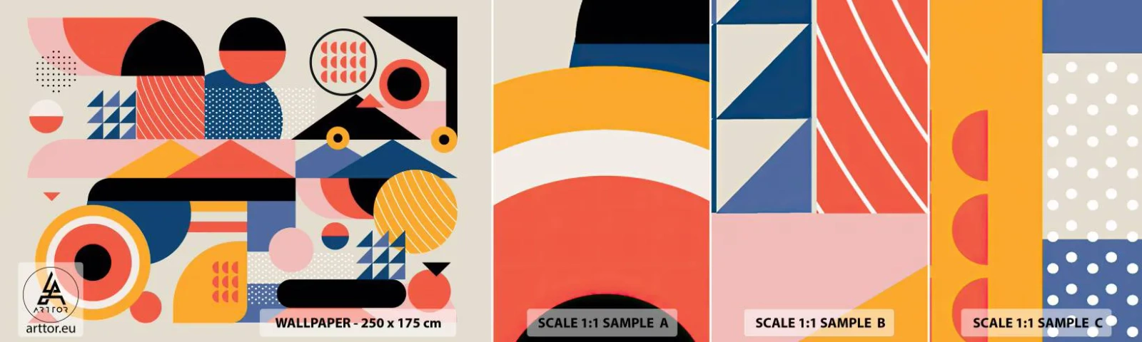 Photo Wallpaper Sample Self-Adhesive Deluxe Sticker - Composition: Have Fun - Abstraction, Vector, Modern - 100x30 cm