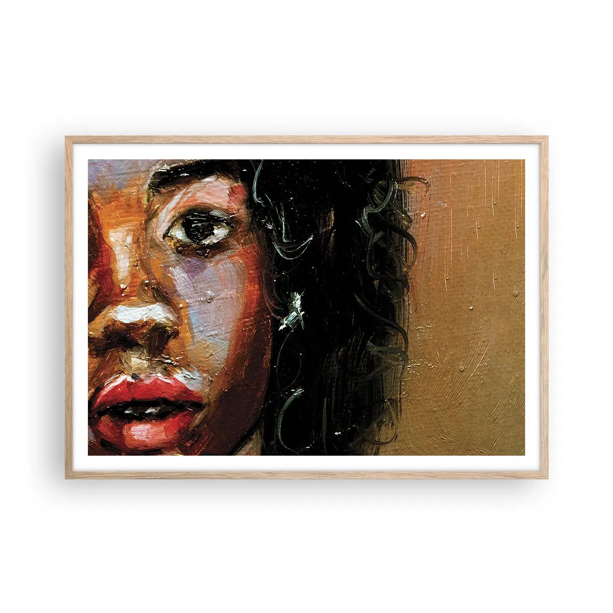 Poster in light oak frame - Black and Shine - 100x70 cm