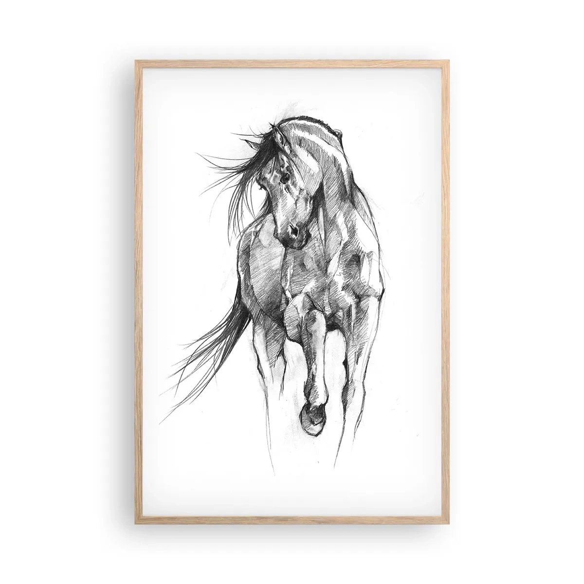 Poster in light oak frame - In a Graceful Trot - 61x91 cm