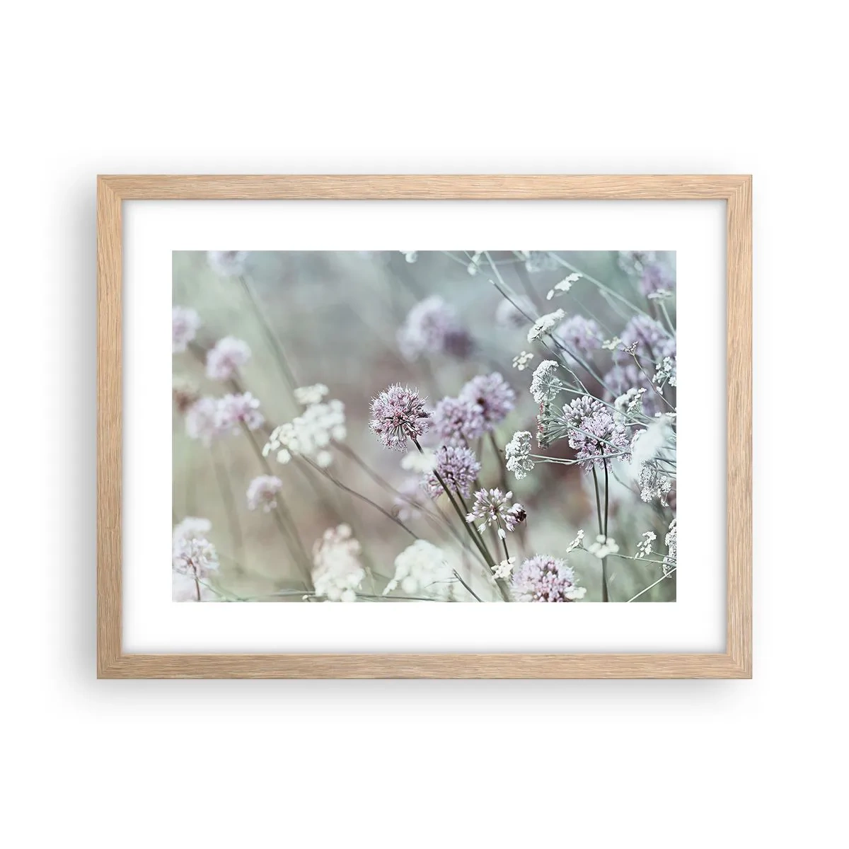 Poster in light oak frame - Sweet Filigrees of Herbs - 40x30 cm