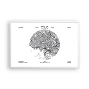 Poster in white frmae - Anatomy of Oslo - 91x61 cm