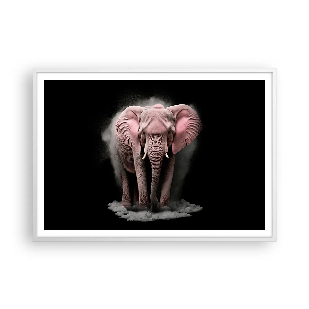 Poster in white frmae - Don't Think About a Pink Elephant! - 100x70 cm