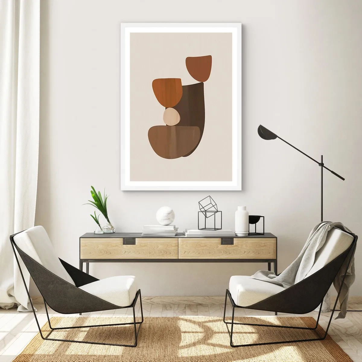 Poster in white frmae - Composition in Brown - 70x100 cm