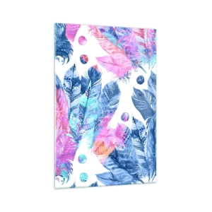 Glass picture - Pink and Blue Plumes - 70x100 cm