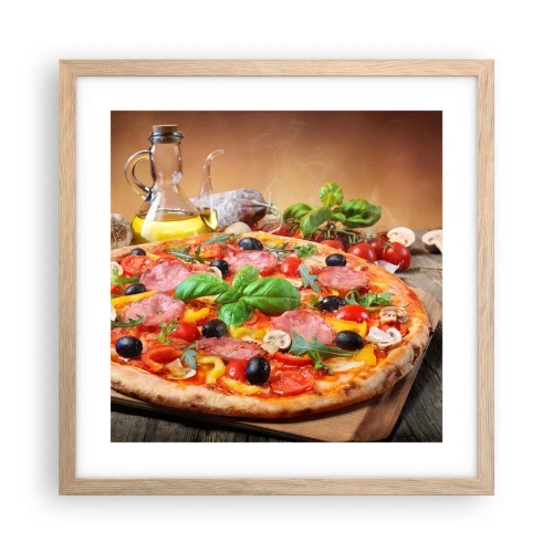 Poster in light oak frame - With a Real Italian Flavouring - 40x40 cm