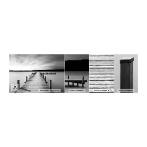 Photo Wallpaper Sample Self-Adhesive Deluxe Sticker - Lake of Peace - Landscape, Lake, Wooden Bridge - 100x30 cm