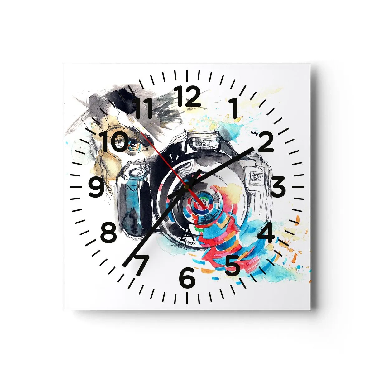 Wall clock - Clock on glass - In the Eye of the Lens - 40x40 cm