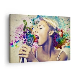 Canvas picture - Artistic portrait of a woman singing with colorful effects - 70x50cm - Painting the World with One's Voice - Modern wall decoration for the living room and bedroom ARTTOR