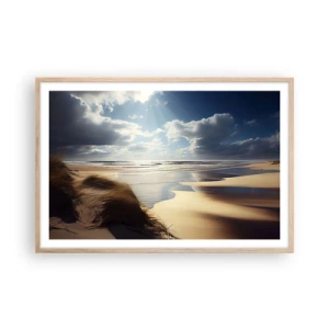 Poster in light oak frame - Beach, Wild Beach - 91x61 cm