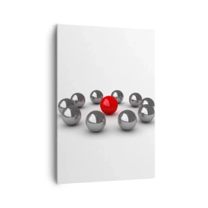 Canvas picture - Circle in Silver and Red - 70x100 cm