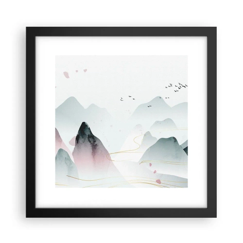 Poster in black frame - Over the Peaks - 30x30 cm