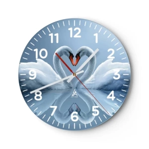Wall clock - Clock on glass - Time for Love - 30x30 cm