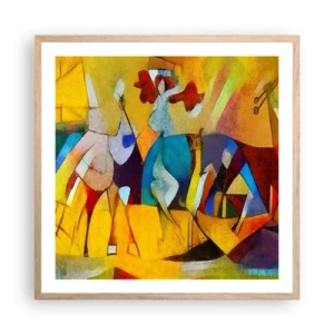 Poster in light oak frame - Sun -Life - Happiness - 60x60 cm