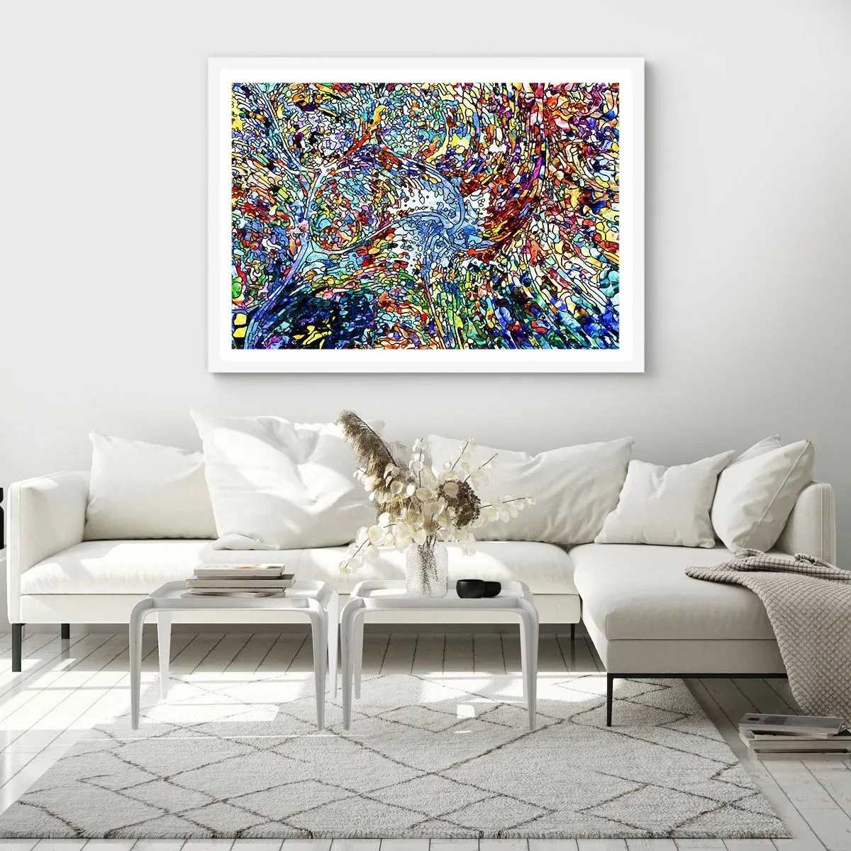 Poster in white frmae - Stained Glass with Drops - 40x30 cm